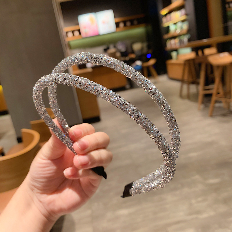 78g Weight Hair Band Hair Accessories Type 1 Piece Quantity Daily Occasion Rhinestone Material C Shape Pattern Women'S Gender Plating Design Simple Style Style Women's Simple Style C Shape Rhinestone Plating Hair Band 4