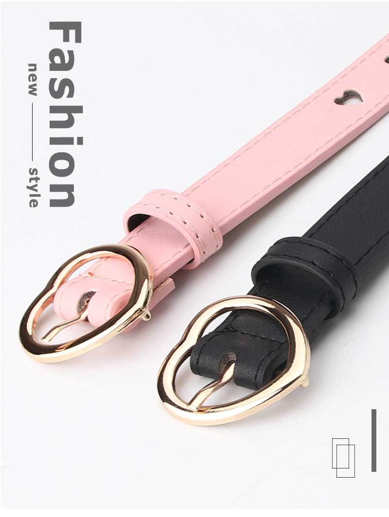63g Weight Alloy Material Heart, Solid Color Pattern Women'S Gender Basic Style Khaki, Coffee, White, Pink, Red, Green, Camel, Black Color Simple Wild Love Hollow Belt Ladies Pin Buckle Jeans Belt Wholesale 无