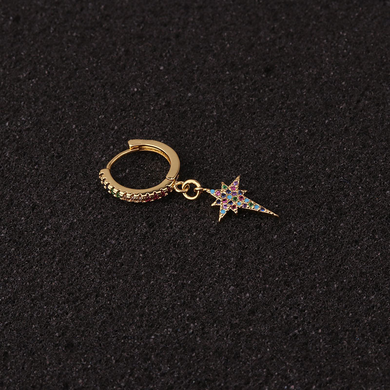 Lady Star Inlaid Zircon Copper Earrings display picture 7