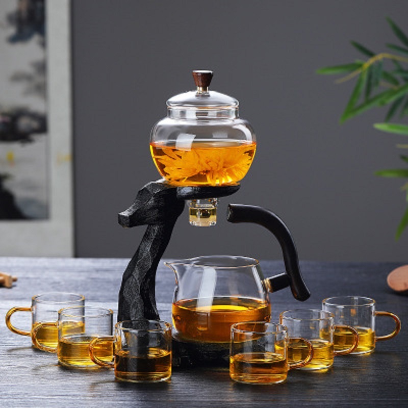 Yilu usted vidrio automático Kung Fu juego de té taza de té juego de té simple vidrio perezoso tetera creativa