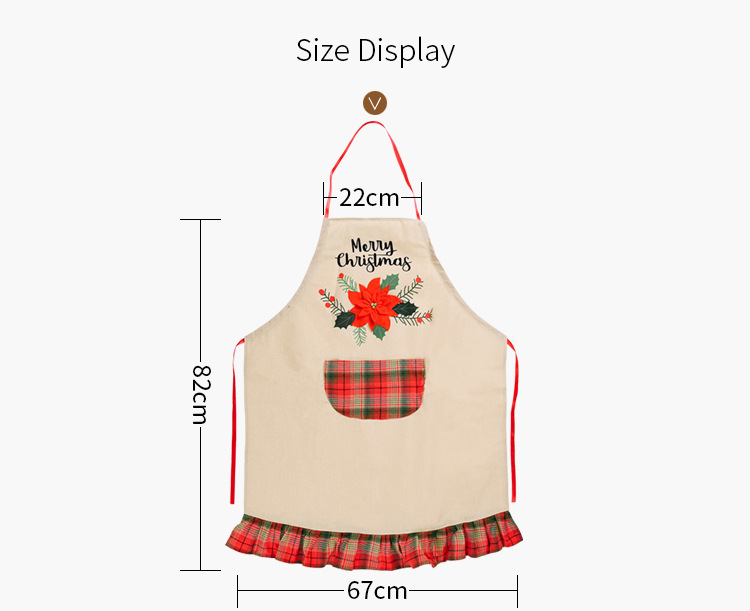 Christmas Red Flower Linen Apron display picture 3