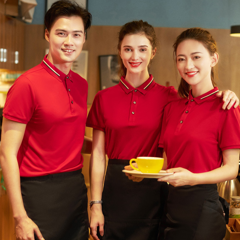 Lead short-sleeved T-shirt top summer work clothes women's T-shirt logo embroidery plus size lapel polo shirt