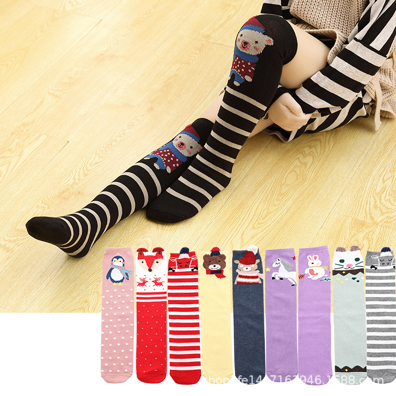 Demi-season cotton knee socks