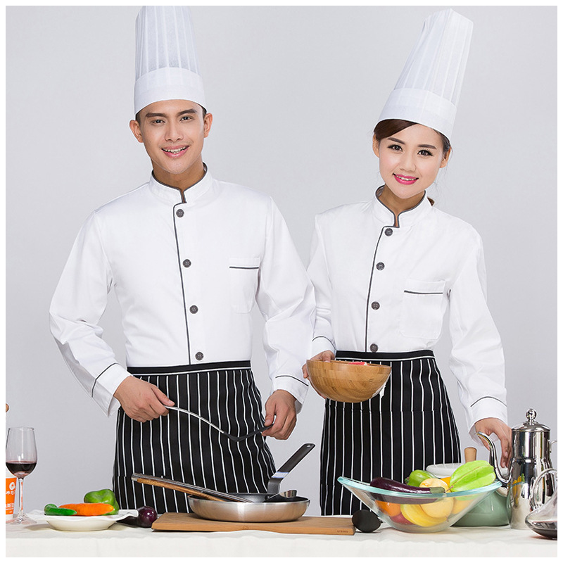 Chef overalls Chef work clothes men long sleeve catering work clothes ...