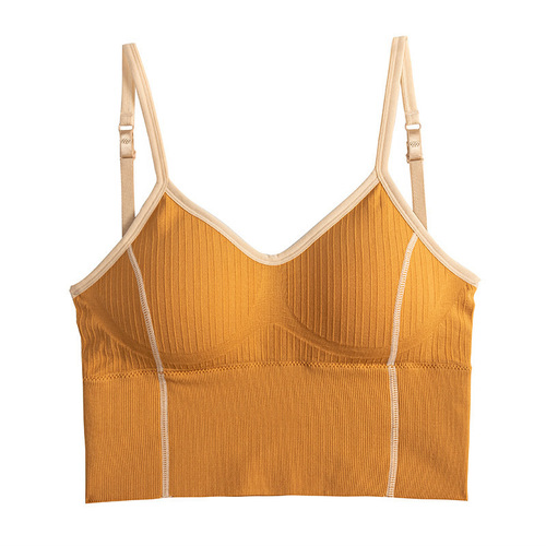 Kaka 3.0 upgraded version of graphene retro color-blocking vest U-shaped beautiful back sports style sling outer wear backless wrap chest