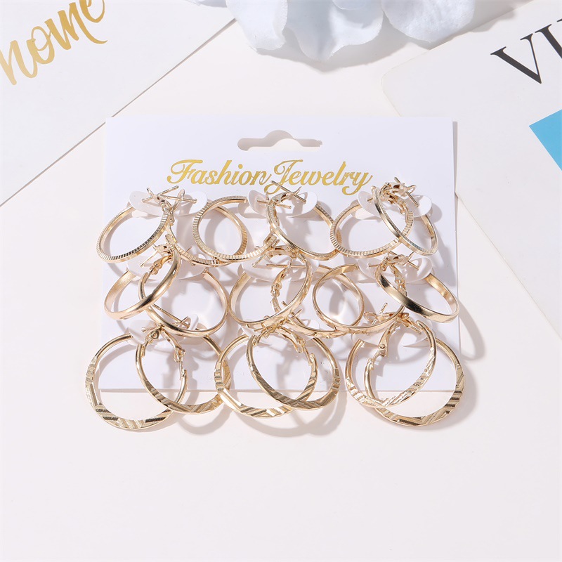 New Simple Wild Circle 9 Pairs Of Earrings Women Wholesale display picture 3