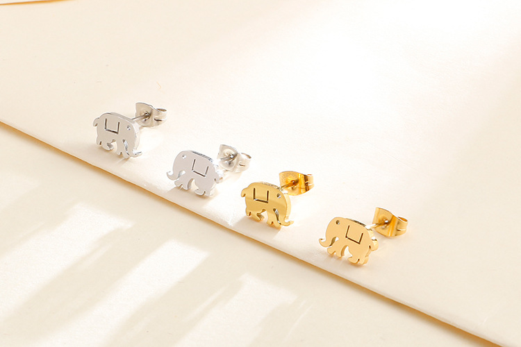 fashion stainless steel auspicious elephant creative clavicle necklace earrings jewelry set wholesal