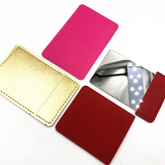 Portable metal leather mirror, creative unbreakable cute small mirror, stainless steel cosmetic mirror available for wholesale