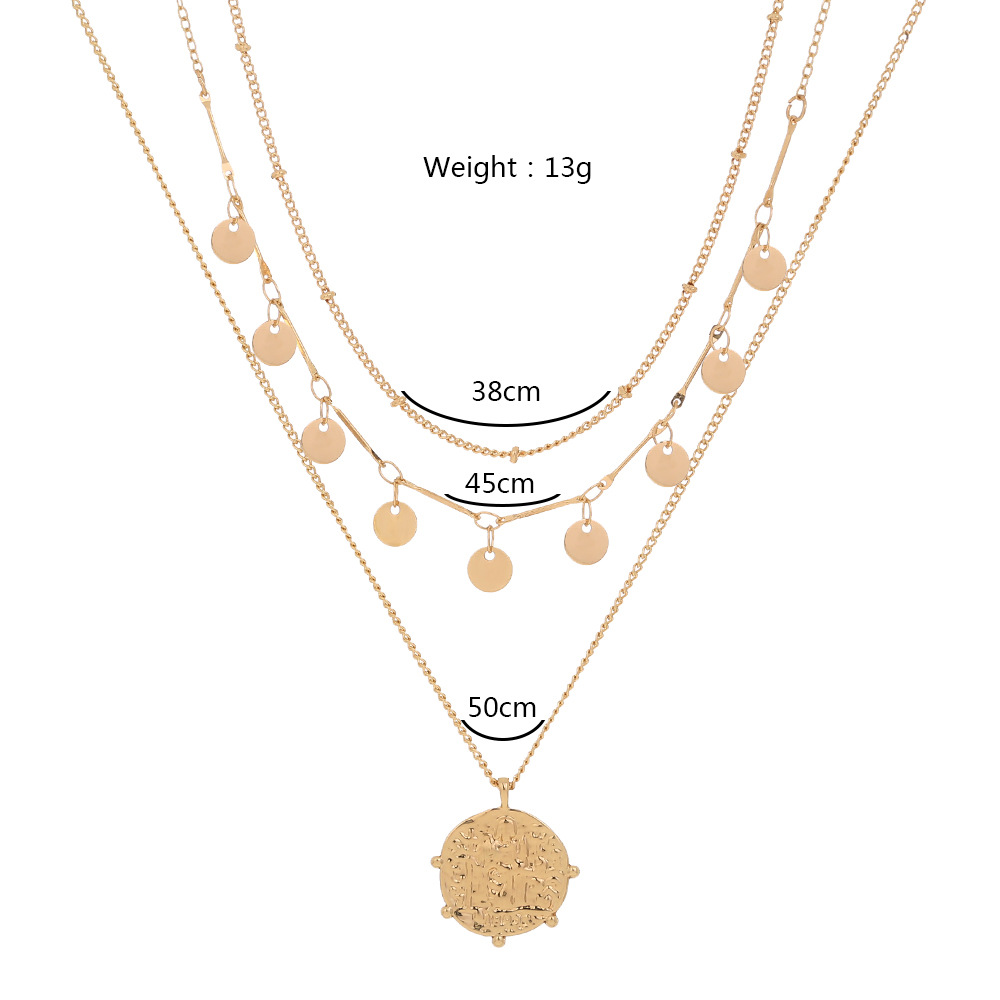 Fashion Disc Retro Pendant Multilayer Necklace display picture 1