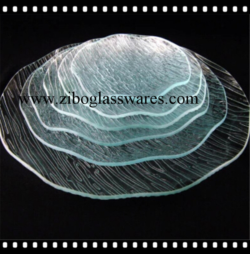 透明雨花热弯钢化玻璃盘