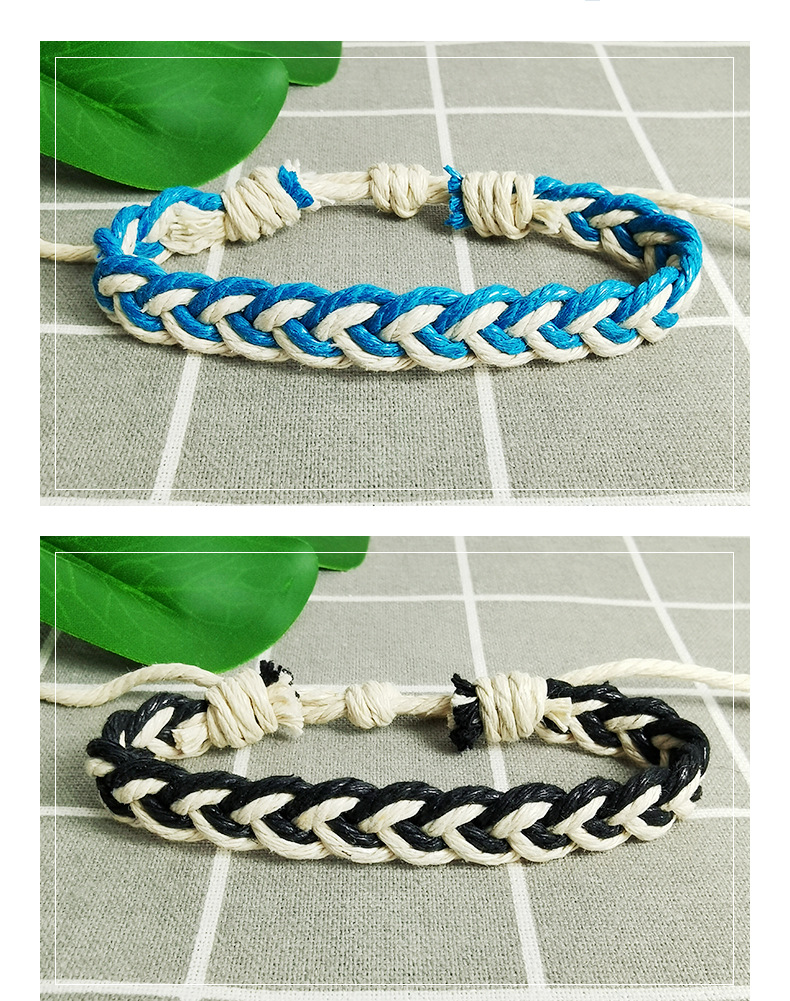 9g Weight Drawstring Bracelets Classification Cotton and hemp rope Chain Material Retro Simple Style Color Block Cotton And Hemp Rope Wholesale Drawstring Bracelets