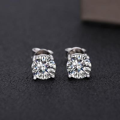 源头厂家莫桑石耳钉S925银耳饰莫桑钻纯银PT950铂金18k金加工定制