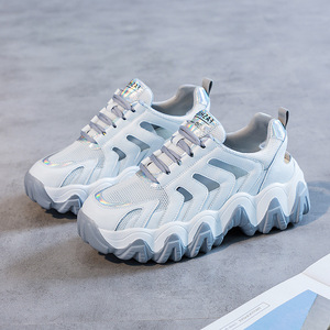 2020春款透气炫彩老爹鞋女ins潮学生百搭轻便跑步厚底网面休闲鞋