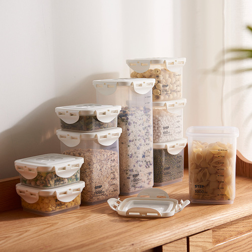 650 sealed jar transparent cake packaging crisper plastic household kitchen snack square jar miscellaneous grain storage