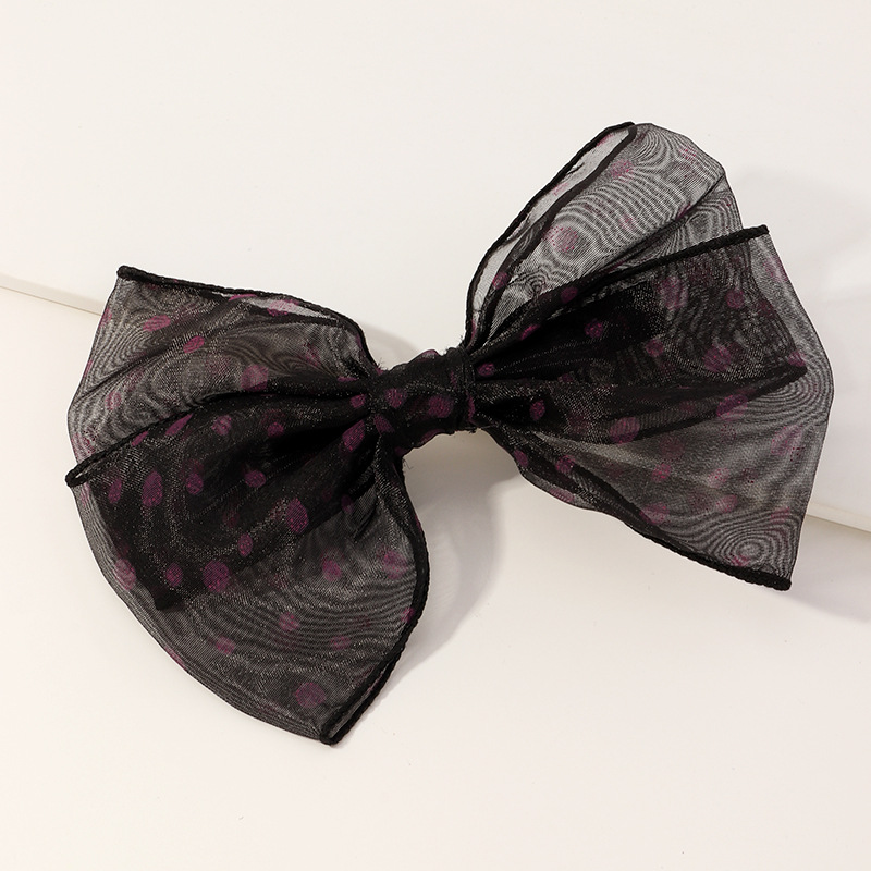 New Style Multicolor Spotted Mesh Ribbon Hairpin Bow All-match Style Hairpin Top Clip Wholesale display picture 4