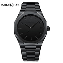 日本美优达机芯多边形不锈精钢带手表男 可品牌授权黑色男士手表