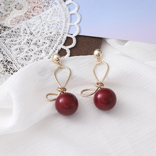 S925银针韩国东大门饰品代购个性设计款简约冷淡珍珠吊坠气质耳环