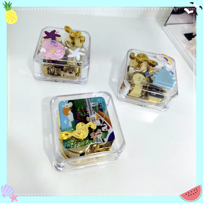 亚克力透明镀金发条机芯方形音乐盒创意赠送礼品八音盒家居摆件|ms