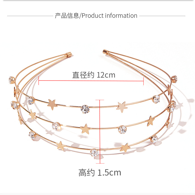 Korea Einfache Stern Strass Diamant Besetzt Stirnband display picture 2