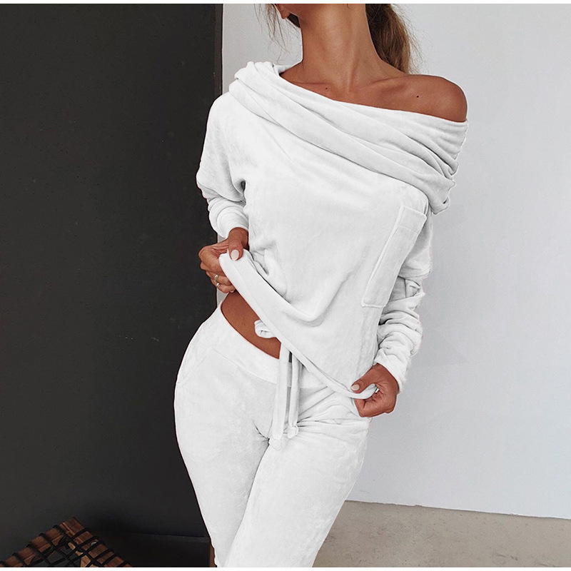 Completo pantaloni donna velluto manica lunga monospalla fiocco_voghion.com