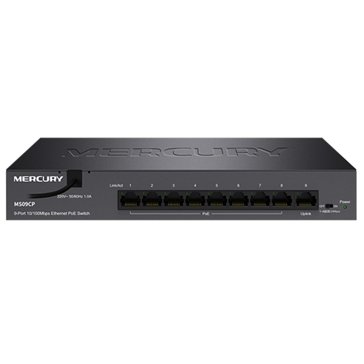 MERCURY水星MS09CP 9口百兆PoE交换机大功率83W
