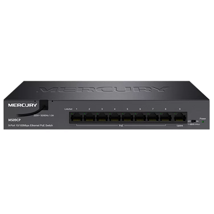 МЕРКУРИ Mercury MS09CP 9-портовый PoE коммутатор с высоким потреблением мощности 83W