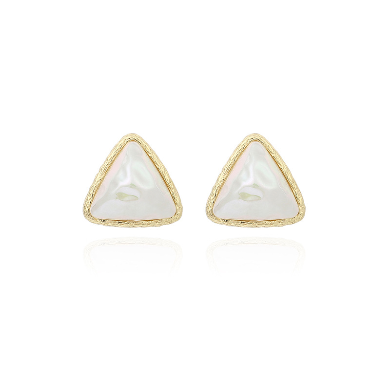 9g Weight Earrings Classification Wedding, Travel Occasion Human Face Pattern Women'S Gender Gold Color Simple Geometric Triangle Earrings Korean Pearl Earrings Wholesale Nihaojewelry 6