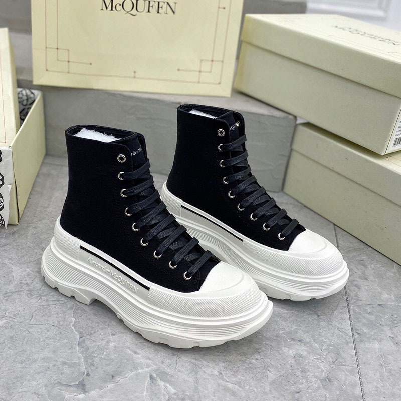 2022 new McQueen canvas shoes women's hi...