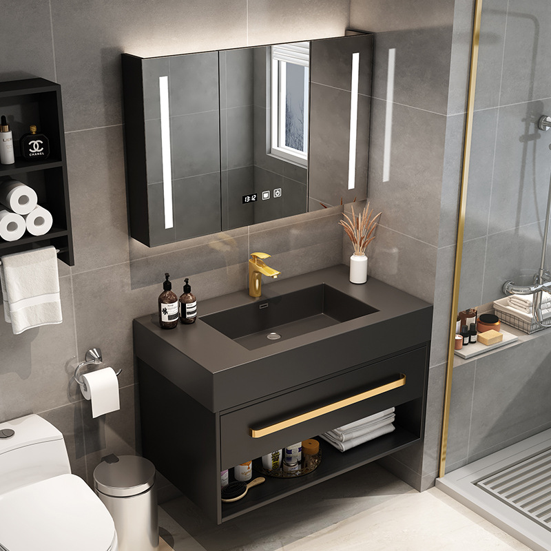 岩板浴室櫃組合現代簡約輕奢小戶型衛生間洗漱台大理石洗手洗臉盆