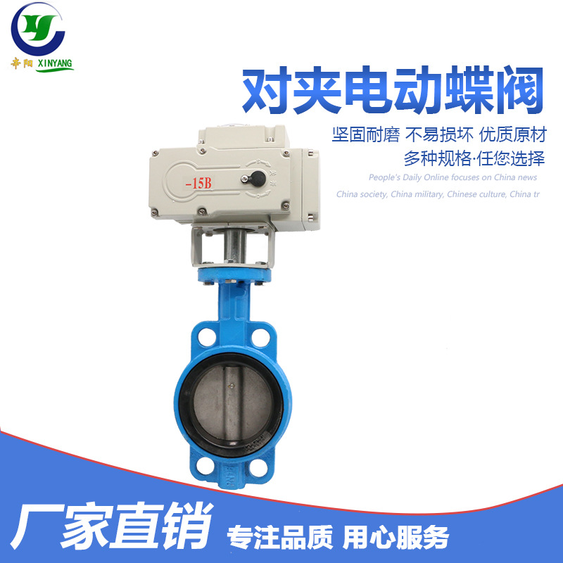 D971X-16电动蝶阀 电动对夹式蝶阀DN40 50 65 80 100 150 200