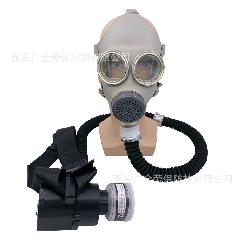 充电便携式电动送风防毒面具 鬼脸64式橡胶防毒全面罩长管呼吸器