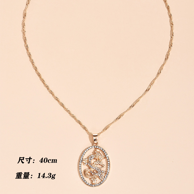 Fashion Full Diamond Chinese Style Dragon Women's Necklace Exaggerated Totem Dragon Wholesale display picture 1