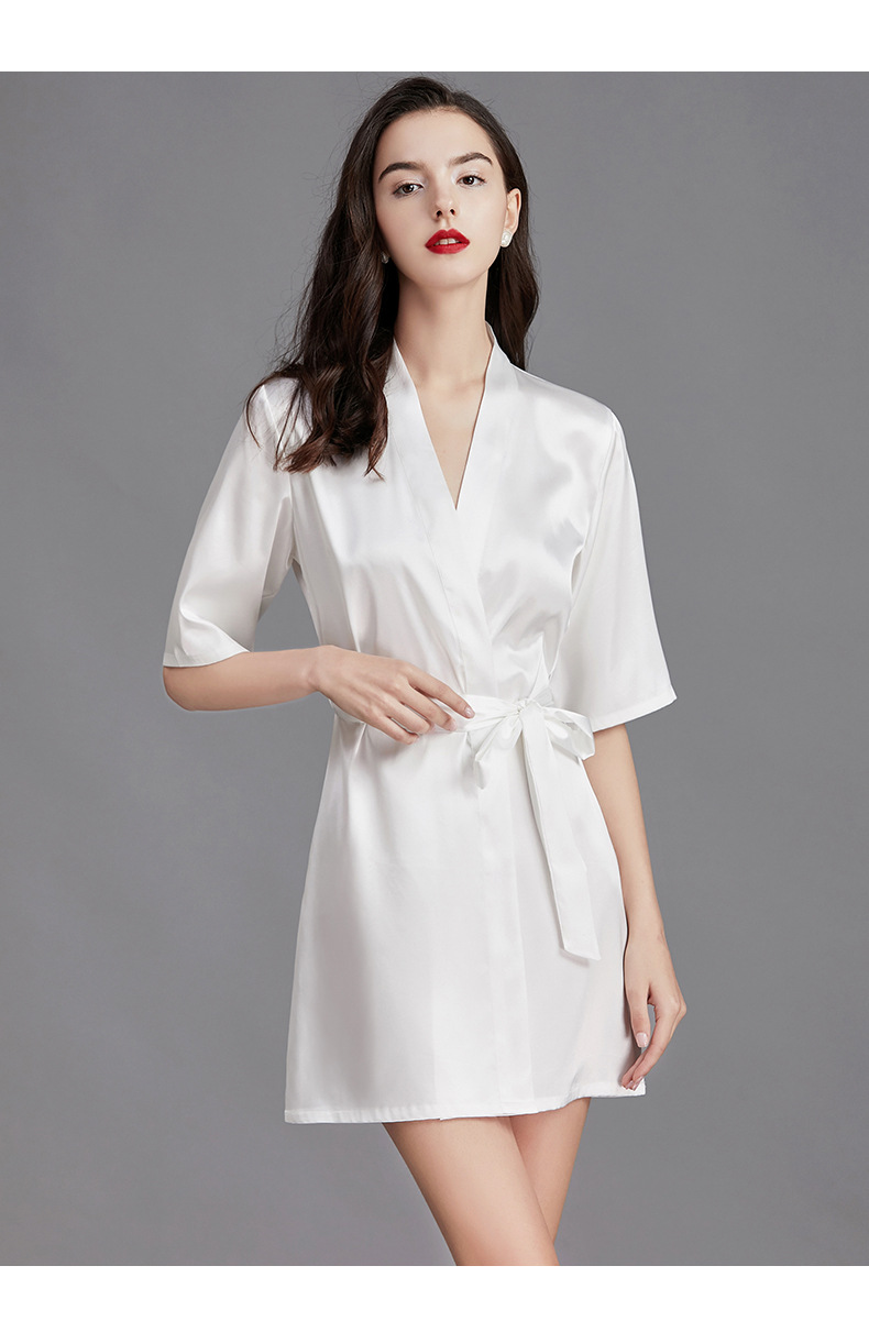 Spring And Summer Silk Bathrobes Wedding Bride Robe Pajamas Home Service Wholesale Nihaojewelry display picture 13