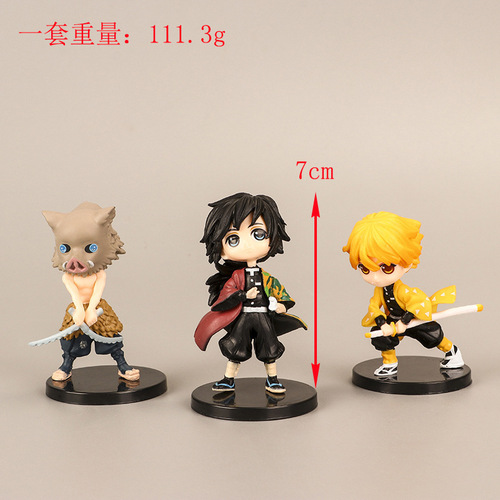 6 Demon Slayer Figures Animation Nezuko Tanjiro Model Children's Toys Gacha Doll Ornaments Wholesale