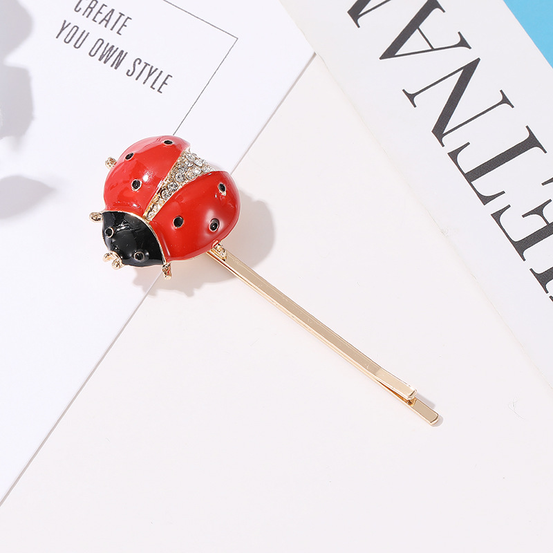 Korean Metal Insect Hair Clip Seven Star Ladybug Word Clip Cute Diamond Cheap Hairpin display picture 4