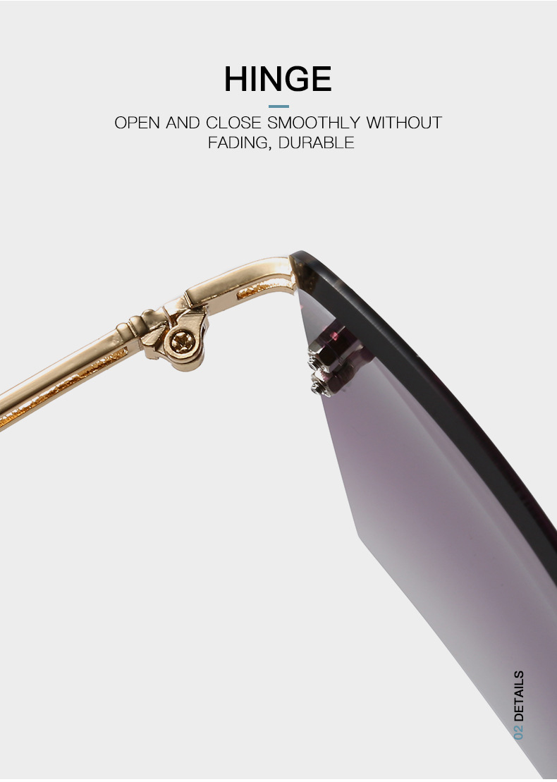 Nouvelles lunettes de soleil à bords coupés sans cadre les plus vendues pour femmes en Europe et en Amérique, lunettes de soleil à dégradé polygonal tendance, lunettes transfrontalières_voghion.com