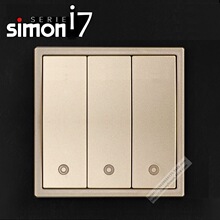 Simon/西蒙 i7系列 三位弱电复位开关(香槟)（含边框）70E136-46