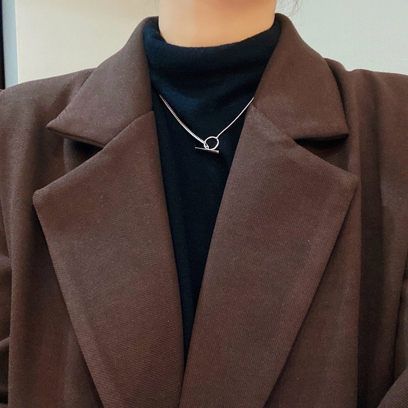 Collar Con Colgante De Hebilla De Una Palabra De Anillo Redondo Coreano display picture 5