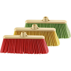 Outdoor plastic broom hard bristle broom factory school protective sweep set with stainless steel handle