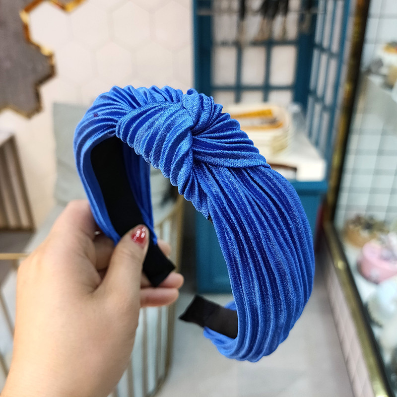 Korean New Candy-colored Pleated Knotted Headband Solid Color Fabric Headband Wave Hair Accessories Ladies Wholesale Nihaojewelry display picture 7
