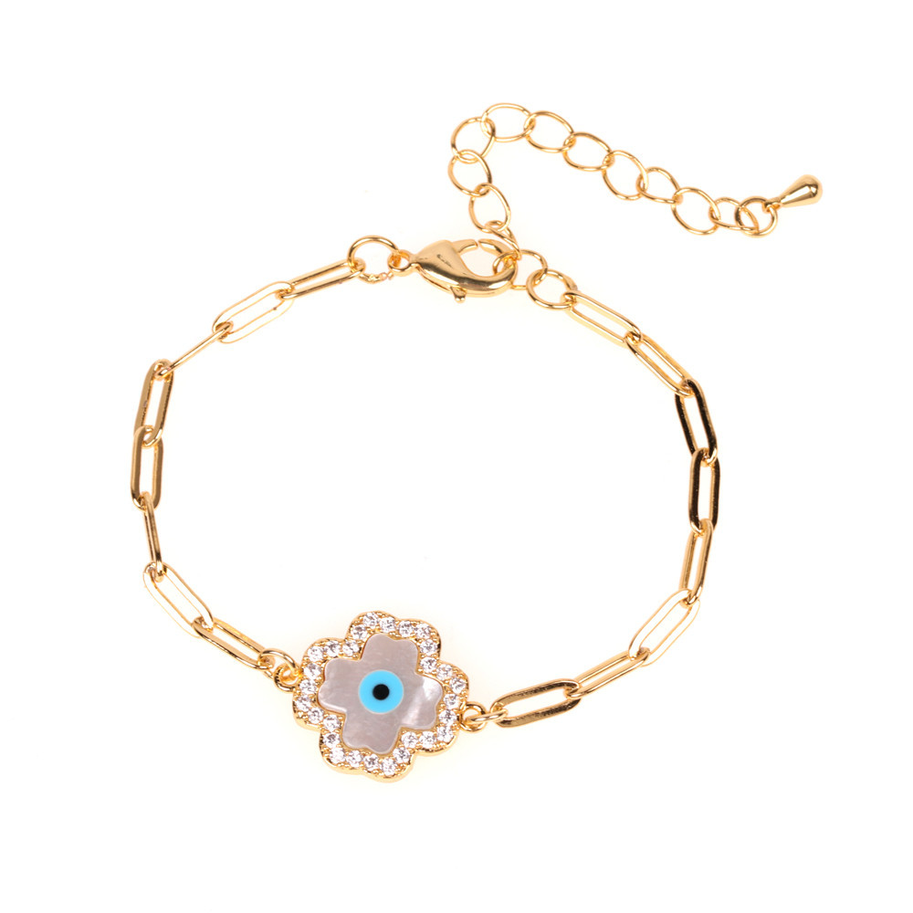 new accessories niche design diamond shell palm eyes bracelet personalized hip-hop bracelet wholesal