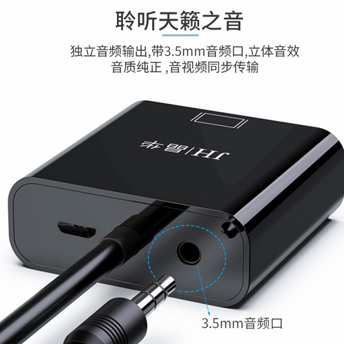 Jinghua manufacturer HDMI to VGA computer to TV monitor HD cable connection cable with audio converter