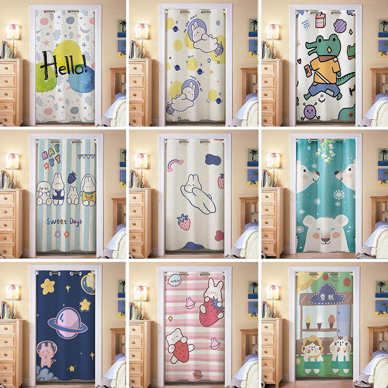 Cartoon Pattern Fabric Door Curtain for Bedroom, No-Drill Partition Curtain for Toilet, Bathroom, Children's Room, No-Installation Curtain Cartoon Pattern Fabric Door Curtain for Bedroom, No-Drill Partition Curtain for Toilet, Bathroom, Children's Room, No-Installation Curtain