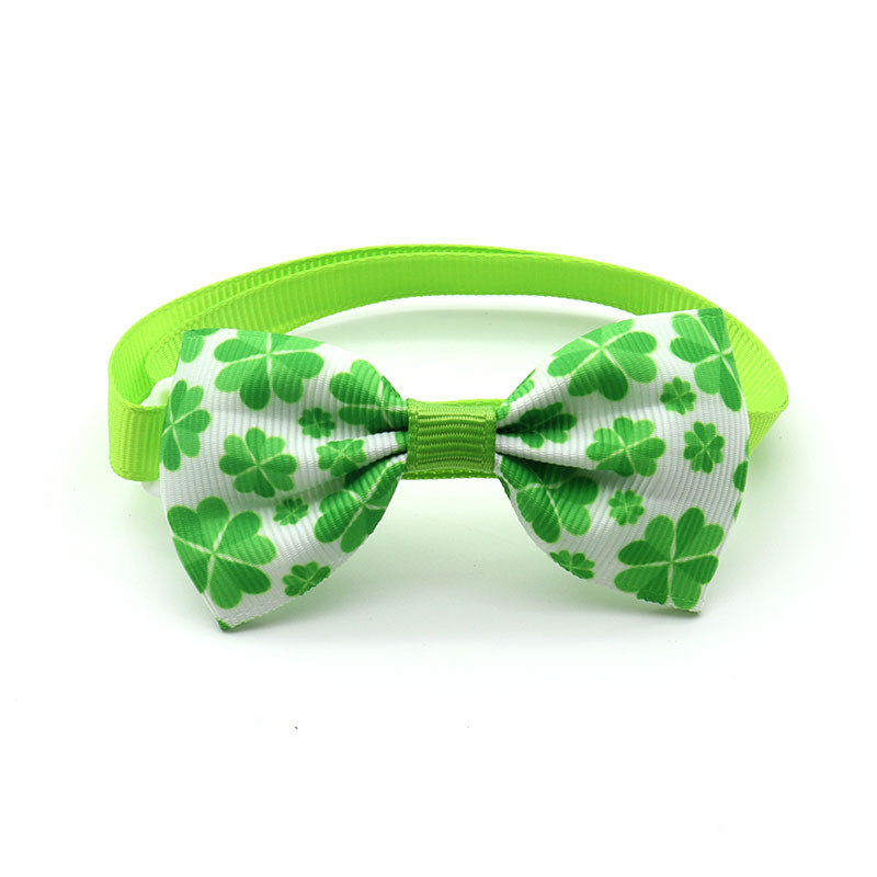 Cute Ribbon St. Patrick Shamrock Bow Knot Pet Collar display picture 8