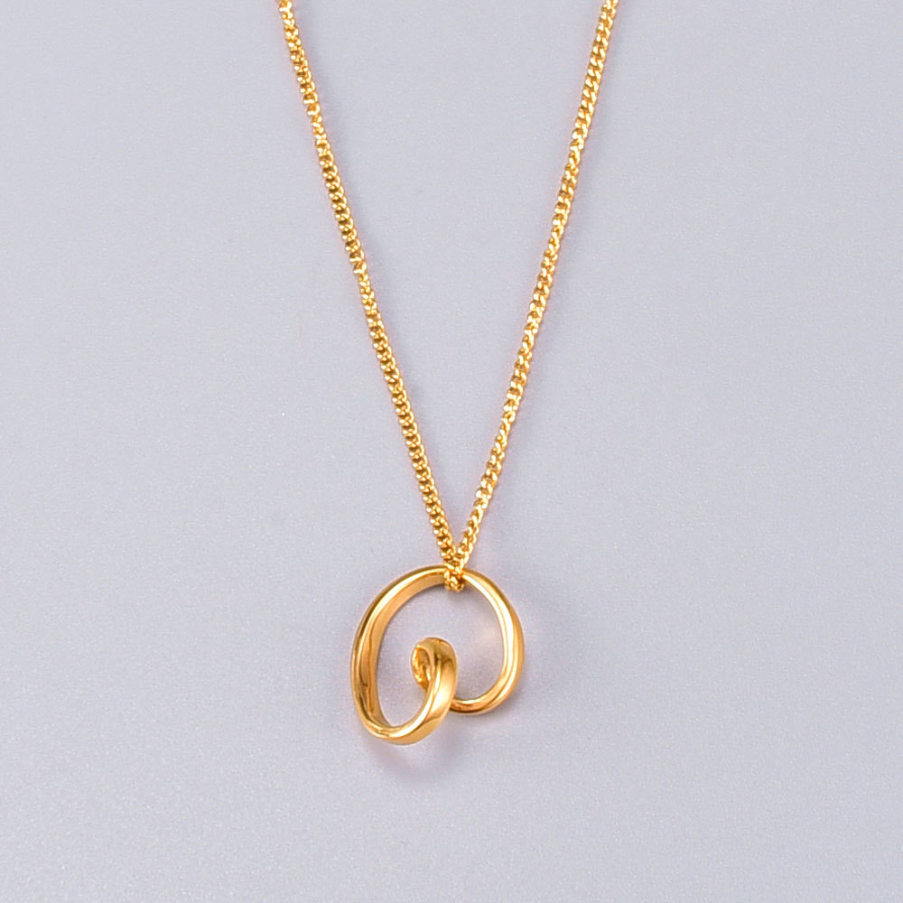 Fashion Golden Twisted Wire Necklace Simple Long Sweater Chain Titanium Steel Necklace display picture 5