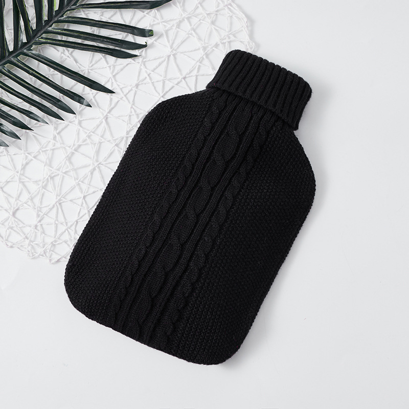 Color puro estilo simple jacquard silicona bolsa de agua caliente cubierta de tela de lana cubierta de punto bolsa de agua caliente cubierta de lana vientre calentamiento