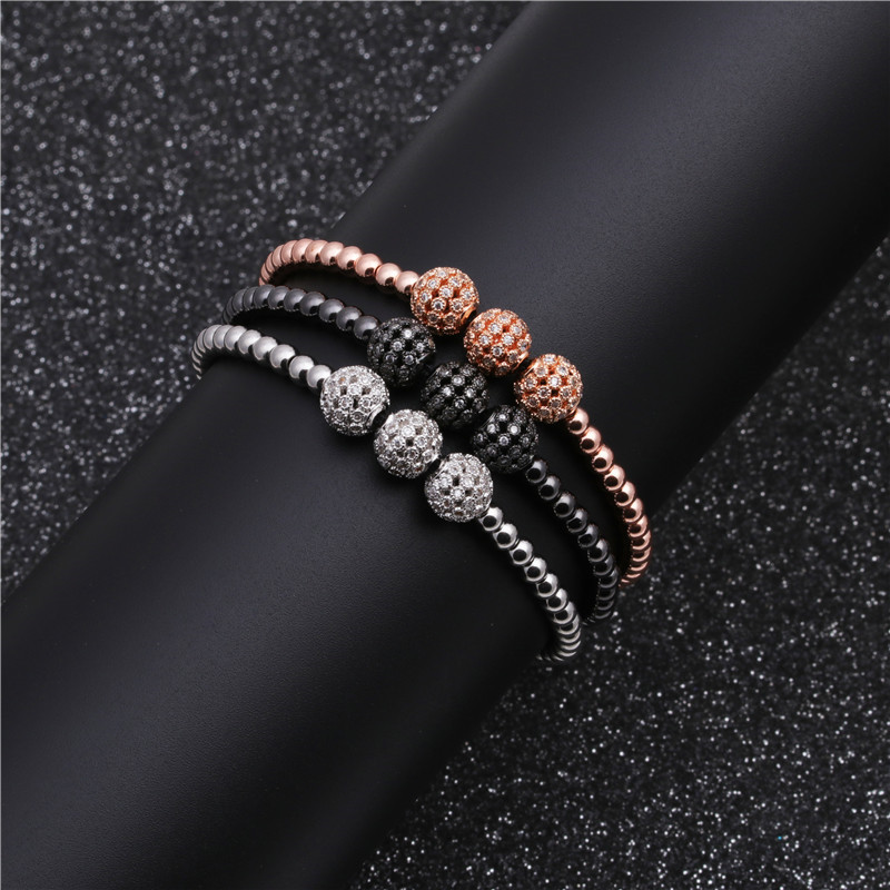 Explosion Style Copper Zircon Woven Adjustable Bracelet Copper Micro Inlay Zc Diamond Ball Bracelet display picture 6