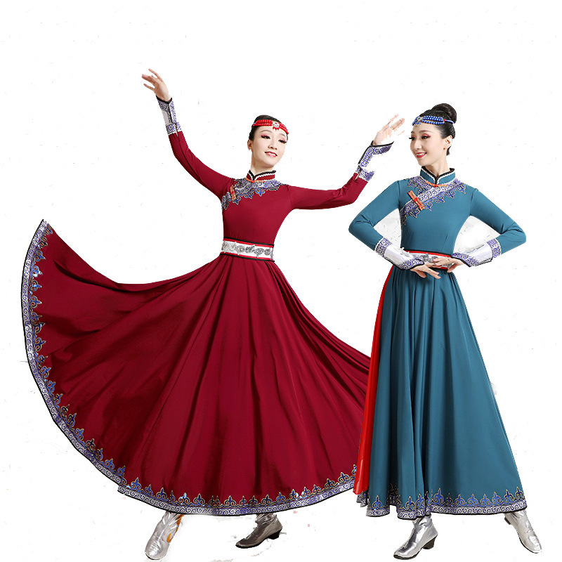 Mongolian Costume Minority Costume Modern Ethnic Style Dance Top Bowl Chopsticks Dance Art Test Dress Set