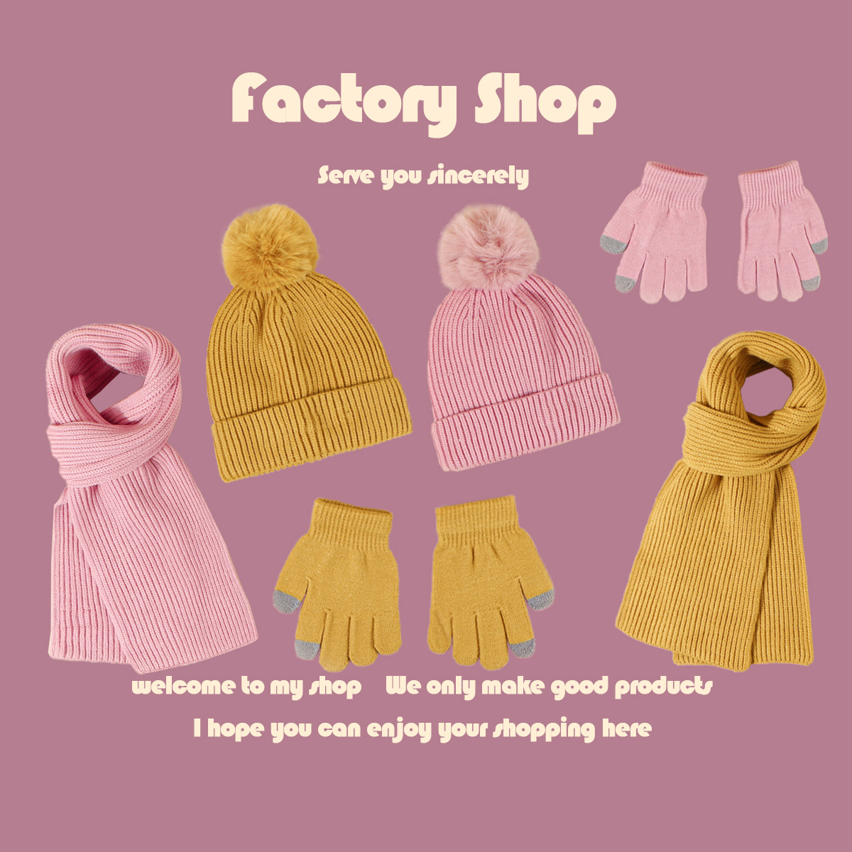 Children's Pure Color Knitted Hat Scarf Gloves display picture 15