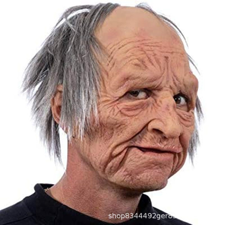 Halloween popular vieja abuela abuelo cara máscara de látex vieja peluca vestir accesorios 2020 Nuevo